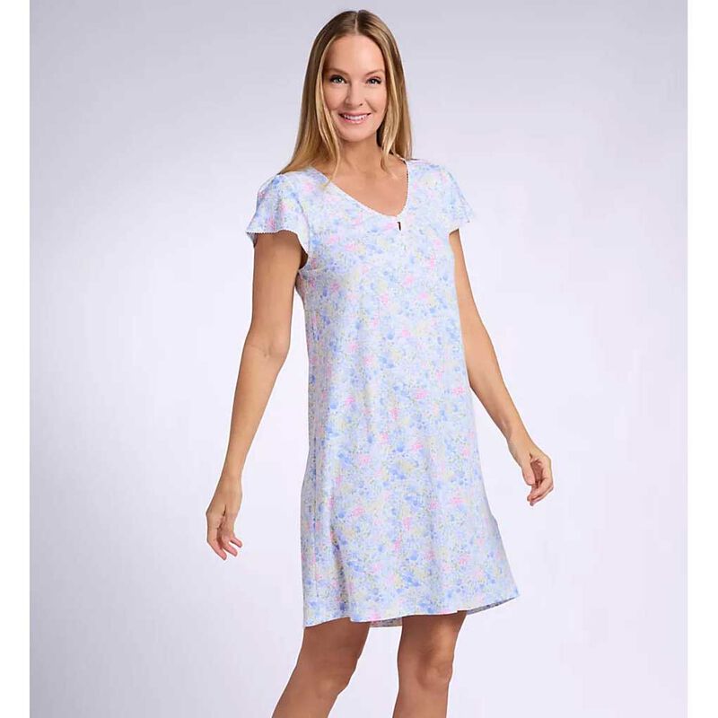 Lauren Ralph Lauren Cotton Knit Flutter Sleeve Short Gown image number 3